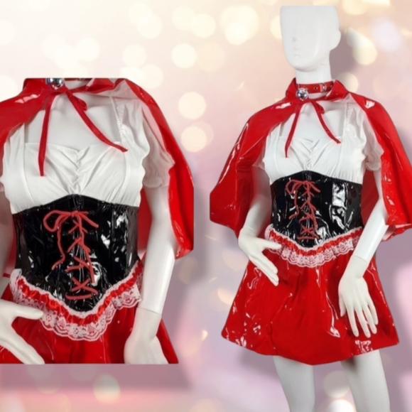 NEW M/L vinyl little red riding hood Costume+ tutu - Picture 6 of 11